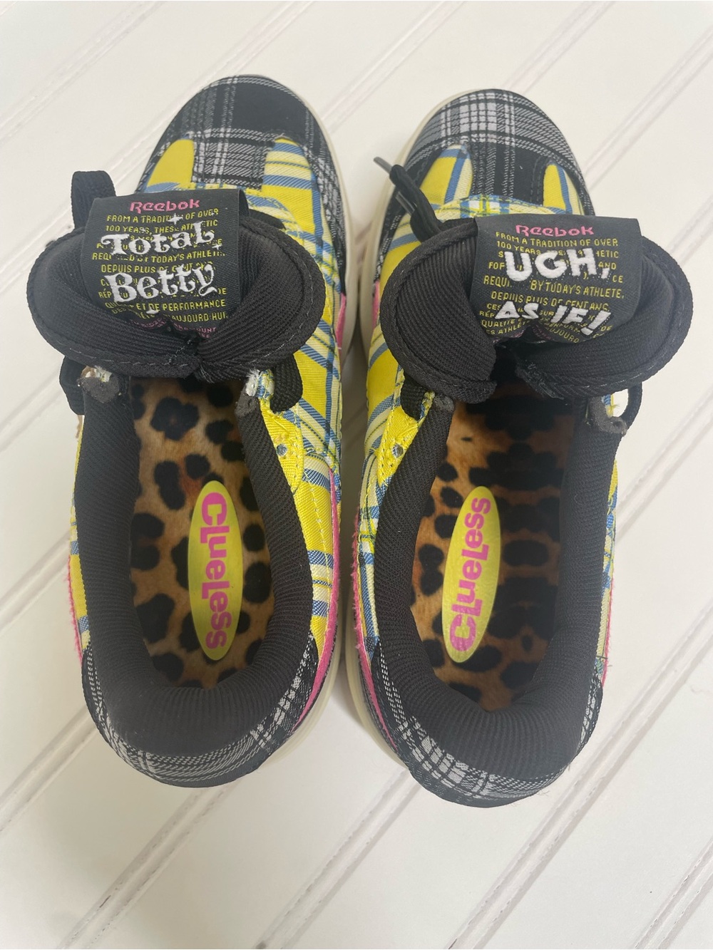 Reebok x Clueless Plaid Low-Top Sneakers - Yellow, Black & Pink women size 5.5 - Picture 3 of 13
